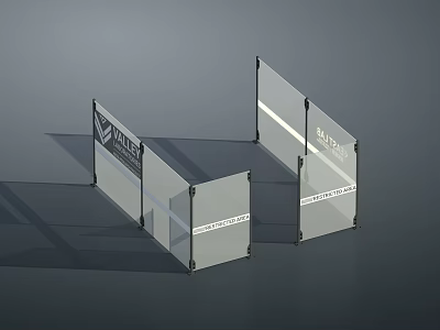 Modern Transparent Glass Partition Design With Metal Frame And Space Dividing Function 3d model