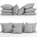 Decorative Pillows Set with Blue Gray White Orange Yellow Wave Stripe Geometric Scallop Patterns
