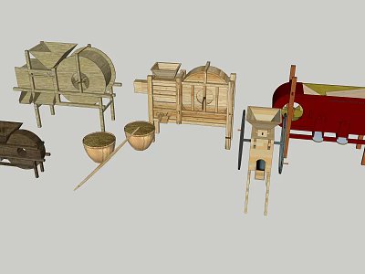 New Chinese-style Valley Windmill Beautiful Country Rice Car 3d model