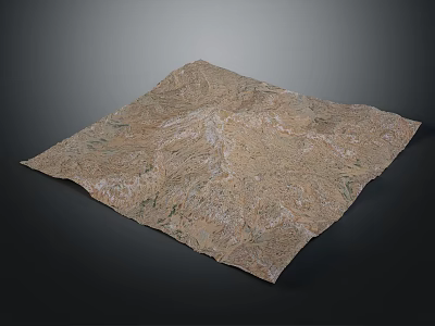 Detailed Topographic Terrain Model With Natural Relief And Mountainous Texture 3d model