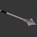 Silver Metal Weapon With Black Handle And Sharp Spearhead Design 3d model