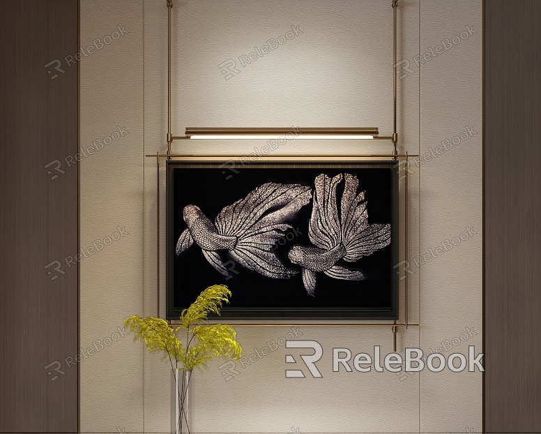 Modern Black and White Advanced Decorative Painting Metal Goldfish Painting Vase model