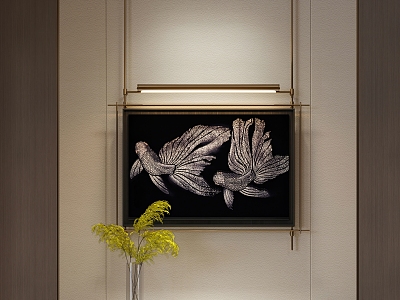 Modern Black and White Advanced Decorative Painting Metal Goldfish Painting Vase model