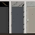 Modern Security Doors With Vertical Stripe Design And Marble Wall Frames In Various Colors 3d model