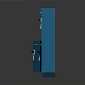 Blue Lockers Furniture With Multiple Compartments And One Open Door