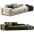 Cozy Beige and Green Sectional Sofa with Pillows and Throw Blanket in Living Room