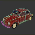 Red Classic Beetle Car Exterior Design With Shiny Finish And Retro Style