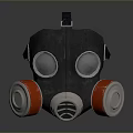 Gas Mask As Defensive Weapon With Black Body Red Filters And Silver Components