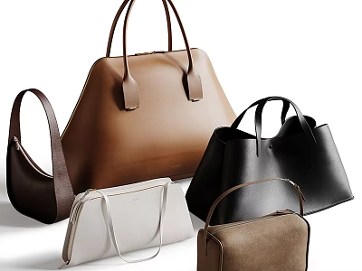 A Collection Of Stylish Leather Bags In Various Styles And Colors 3d model
