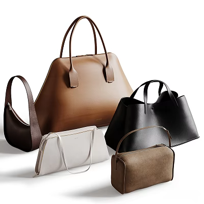 A Collection Of Stylish Leather Bags In Various Styles And Colors 3d model