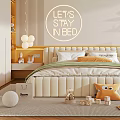 Cozy Kids Room With Soft Bed Toys Storage Cabinets Wall Sign And Plush Rug