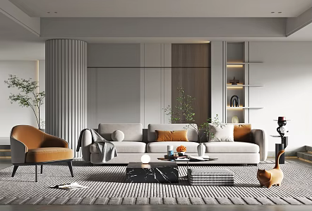 Modern living room sofa coffee table combination 3d model