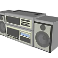Vintage Stereo Audio System With Twin Large Speakers Control Panel And Digital 3d model