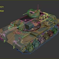 Military Tank With Camouflage Paint Tracks Turret And Antenna Features