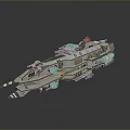 Futuristic Sci Fi Spaceship 3D Model With Armored Hull And Detailed Engines