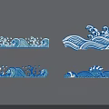 Stylish Commercial Equipment Featuring Blue And White Decorative Wave Patterns