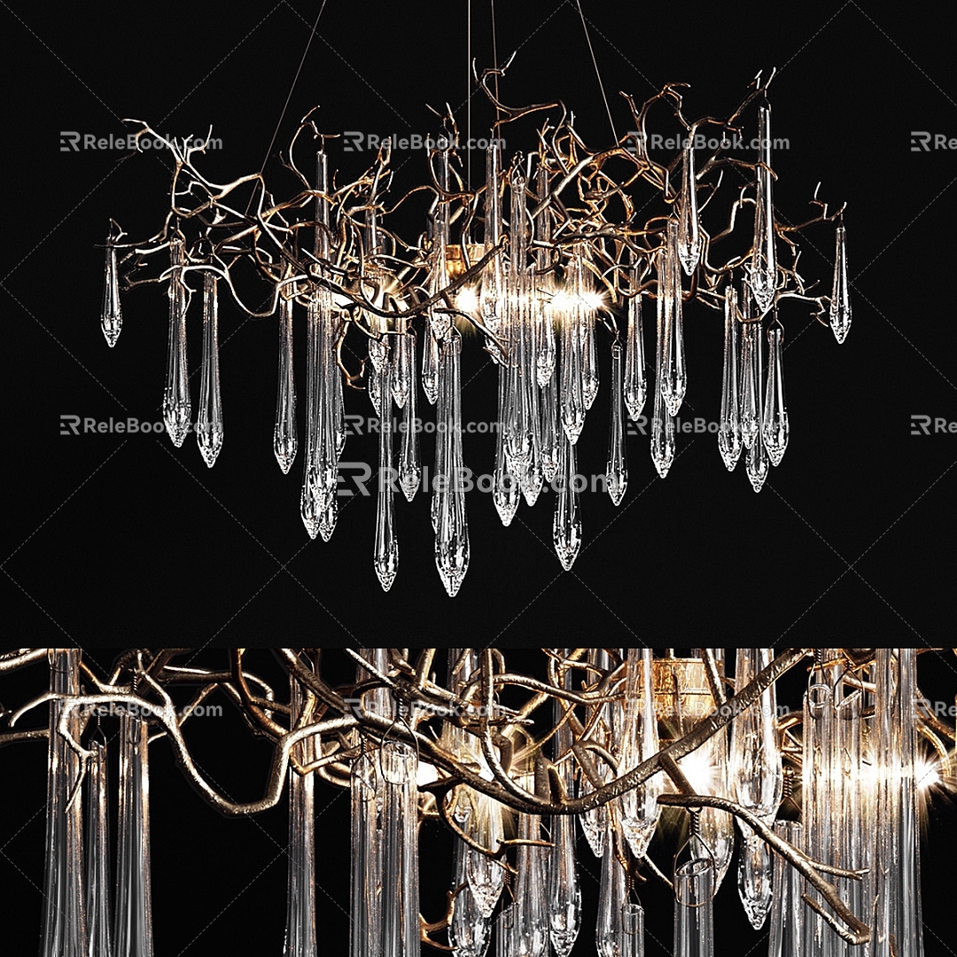 Modern Branch Crystal Chandelier 3d model