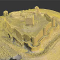 Ancient Circular Castle Ruins Featuring Stone Walls And Central Tower In Arid Landscape