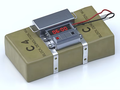 Dynamite Weapon Package With Digital Timer Showing 0600 And Metal Straps 3d model