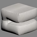 Stacked Cream Colored Square Soft Upholstered Stools With Stitched Details