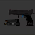 Modern Black Tactical Pistol With Rail System And Textured Grip Design 3d model