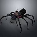 Fictional Spider Creature With Spiked Back Dark Exoskeleton Pink Accents And Long Legs