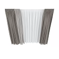 Gray Curtains With White Sheer Panels For Modern Room Window Interior 3d model