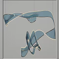 Modern Artistic Blue Curved Ribbon Shaped Pendant Light in Interior Design