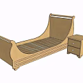 Single Wooden Bed with Simple Design and Slatted Base Paired With Matching Nightstand