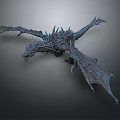 Mythical Dark Dragon Game Movie Character With Spiked Wings And Scales