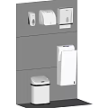 Commercial Restroom Equipment Including Hand Dryer Paper Towel Dispenser Soap Dispenser And Waste Bin