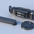 Industrial Black Metal Mechanical Components With Rectangular Cylindrical And Circular Parts 3d model