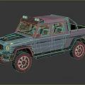 Gray Off Road Pickup Truck With Four Door Design And Roof Spotlights
