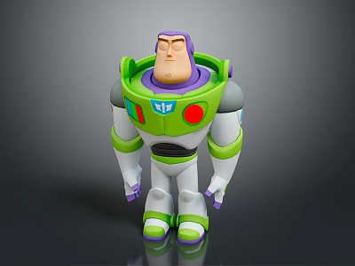 Buzz Lightyear Animated Movie Character In Green White Spacesuit With Blue Chest Emblem Red Buttons 3d model