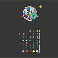 Colorful Geometric Shapes Display Setup With Display Plate And Labels