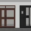 Brown And Black Double Doors With Glass Panels Modern Interior Entrance Design