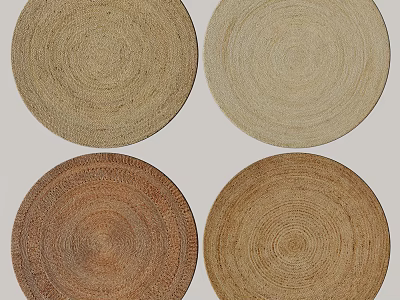 Woven Round Rugs with Textured Design in Beige and Brown Tones for Home Decor 3d model