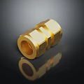 High Quality Shiny Golden Brass Hardware Connector with Double Hex Design and Smooth Surface