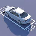 White Mazda Car Parked In Marked Parking Space With Clear Lines And Brand Logo