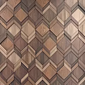 Decorative Wooden Wall Panels With Interlocking Geometric Pattern And Natural Wood Tones