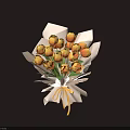 Fresh Orange Tulips Bouquet Wrapped in White Paper With Yellow Ribbon Decoration