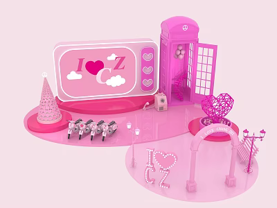 US Chen Valentine's Day US Chen Christmas US Chen Love Phone Booth Door Head Retro Phone Electric Car 3d model