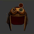 Steampunk Weapon Helmet Brown Red Leather Design With Metal Straps