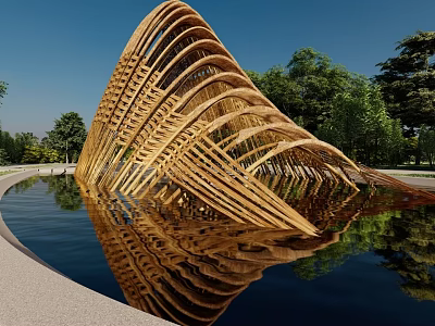 Art gallery frame sketch imitation bamboo sculpture 3d model