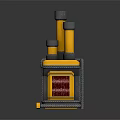 Yellow Gray Industrial Mechanical Component With Cylindrical Pipes Square Base And Panel 3d model