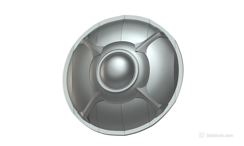 Medieval Metal Shield With Circular Design Central Dome And Radiating Patterns 3d model