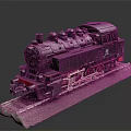 Black Steam Train Model With Red Wheels On Grey Base