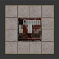 Red And Pink Block Composed Tower Structure On Square Platform Base