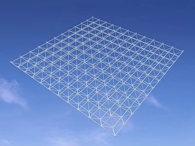 White Geometric Grid Structure As Architectural Roof Component With Sky Background 3d model