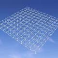 White Geometric Grid Structure As Architectural Roof Component With Sky Background
